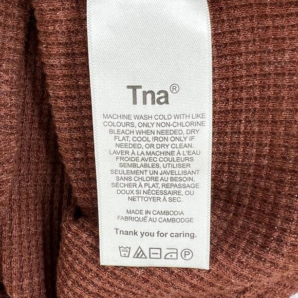 ARITZIA TNA Thermal Mockneck Womens Medium Brown Long Sleeve Cropped Pullover - Picture 8 of 12